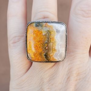 New Huge Bumblebee Jasper 925 Silver Ring.